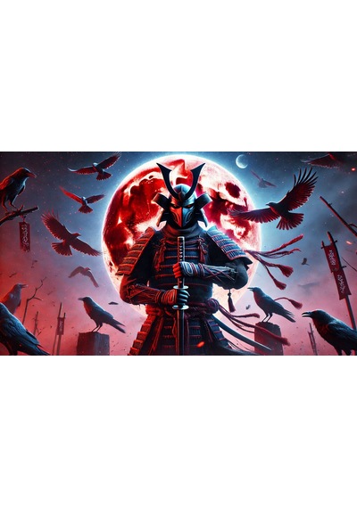 Ti-play Kanlı Ay Nöbet 60x90cm Modern Samuray Pvc Çerçevesiz Tablo