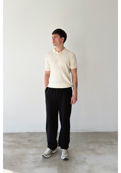 Flaw Bel Lastikli Keten Pantolon-29294 Siyah