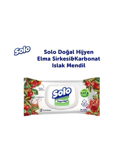 Solo Islak Mendil Doğal 50li - Elma Sirkesi Karbonat 50'li Tekli