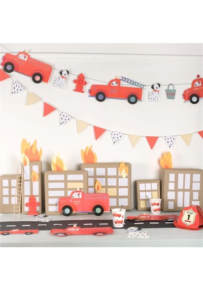 Meri Meri - Firefighter Hats - İtfaiyeci Şapkaları - 8'li Çok Renkli
