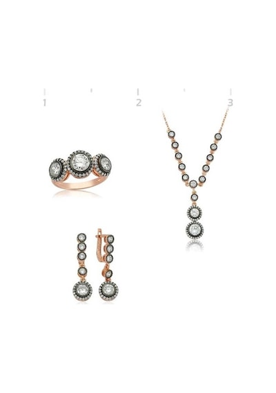 Gümüş Beyaz Taşlı Kadın Set (551167990)