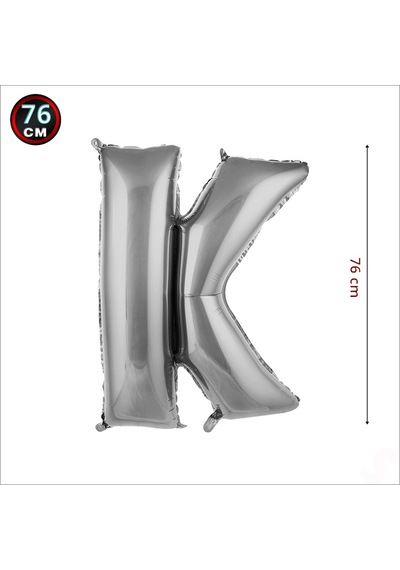 K Harf Gümüş Folyo Balon - 76 Cm