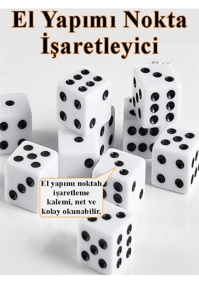 Tavla Zarı 2 Adet Beyaz Zar Akrilik 8.5 Mm Masa Oyunu Kırmızı Siyah Noktalı Beyaz Zarlar