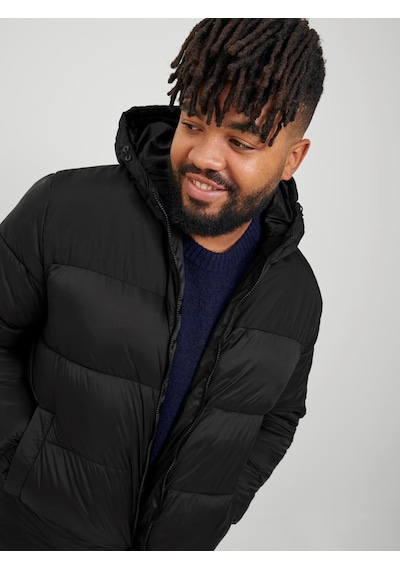 Jack & Jones Jack&Jones Kapüşonlu Büyük Beden Siyah Erkek Mont 12243520 Siyah