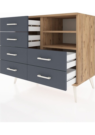 Hyperion Şifonyer 2 Raflı 6 Çekmeceli 88x44x80 Çam-çam/antrasit Çam/antrasit Hyperion Şifonyer 2 Raflı 6 Çekmeceli 88x44x80 Çam-çam/antrasit Çam/antrasit