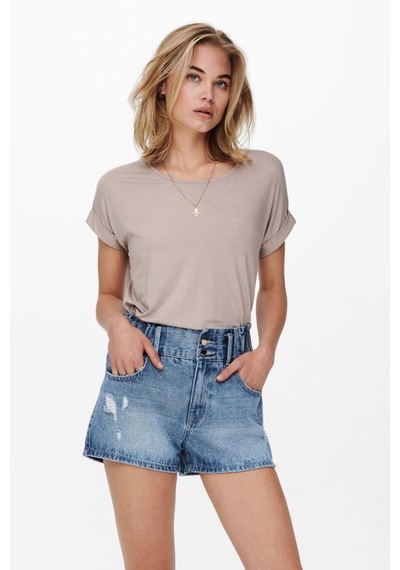 Only 15106662 Onlmoster S/s O-neck Top Noos Jrs Kadın T-shirt 15106662-R4911 Bej