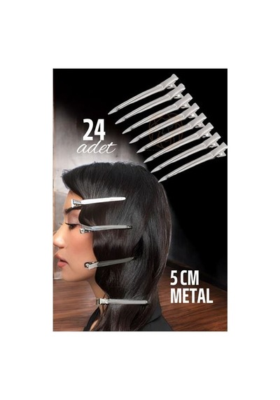Metal Toka Saç Pensi 24 Adet Silver