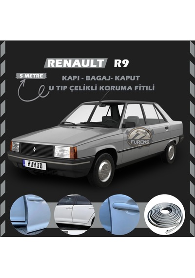 Renault R9 Oto Araç Kapı Koruma Fitili 5metre Parlak Gri Renk