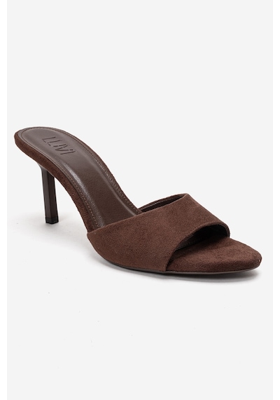 Luvishoes Varelan Kahverengi Süet Kadın İnce Topuklu Terlik