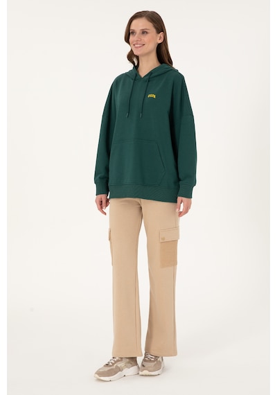 U.S. Polo Assn. Kadın Koyu Yeşil Kapüşonlu Basic Sweatshirt 50297324-VR079