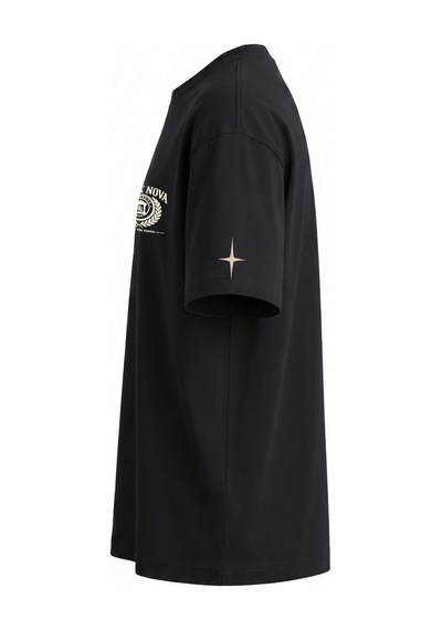 Black Nova Oversize Baskılı Unisex Tişört Panther Club Black Siyah