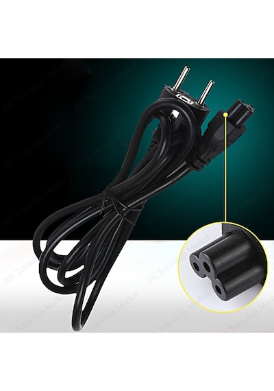 Notebook Şarj Adaptörü 3Lü Yonca Power Güç Kablosu - 1.5 Metre