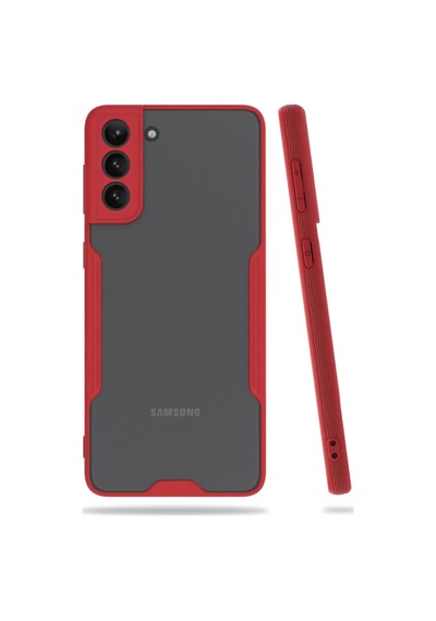 Samsung Uyumlu Galaxy S21 Plus Kılıf Platin Silikon - Kırmızı Diğer