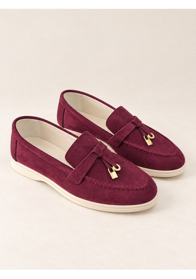 Dabab Shoes Lupy Kadın Bordo Süet Loafer Ayakkabı Gold Aksesuarlı Ortopedik Rahat Taban Casual Babet Dabab Shoes Lupy Kadın Bordo Süet Loafer Ayakkabı Gold Aksesuarlı Ortopedik Rahat Taban Casual Babet