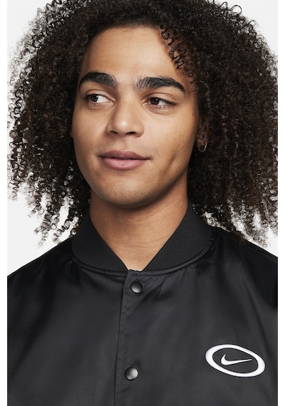 Nike Dna Crew Woven Loose Fit Basketball Jacket Erkek Bol Kesim Cıt Cıt Kapamalı Spor Ceket Siyah Siyah