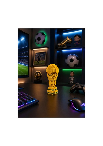 1220 Parça Piksel Blok Dünya Kupası Yapım Seti 3d Futbol Kupası Maketi Yaratıcı İnşa Oyuncağı