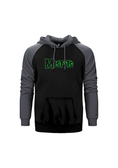 Misfits Logo Green Gri Renk Reglan Kol Sweatshirt / Hoodie