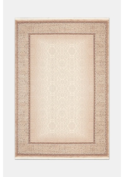 İpek Geleneksel Motifli Modern Vizon Kiremit Salon Oturma Odası Robot Süpürge Uyumlu Kolay Temizlenebilir Halı Vizon - Kiremit