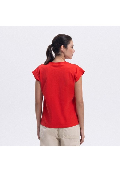 Ellesse Ef450-rd Bisiklet Yaka Yarım Kollu Kadın T-shirt - Kırmızı
