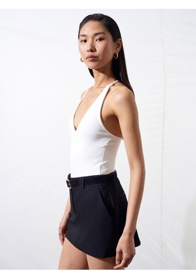 Dilvin 21175 Halter Yaka Bodysuit-ekru