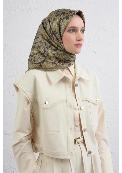 Armine Twill İpek Eşarp -2025/2026 -94162d Yeşil-80