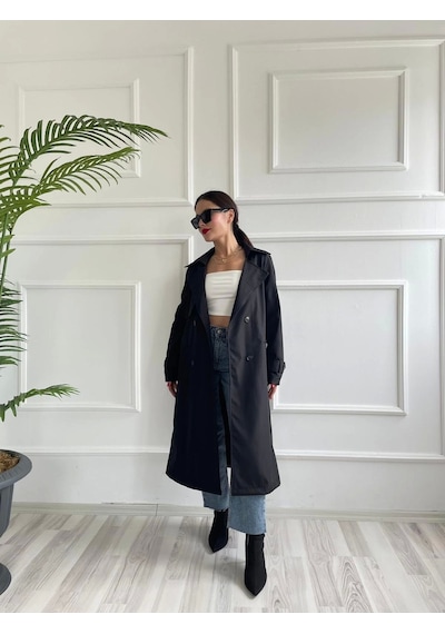 Keymoda Kadın Trençkot Siyah Siyah