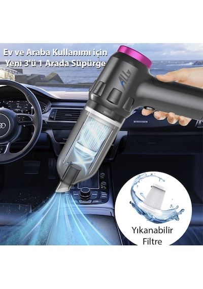 Turbo Emiş 14000 Pa Güçlü Vakum Araç Süpürgesi Portatif Ev Araba Kullanımı İçin Süpürge