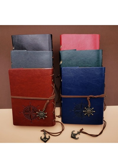 Deri Kapaklı Pusula Tasarımlı Defter