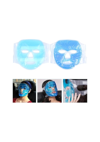 Jel Buz Paketi Yüz Maskesi Baş Ağrısı Yastık Kozmetik Maske + Çift Taraflı Cilt Fırçası
