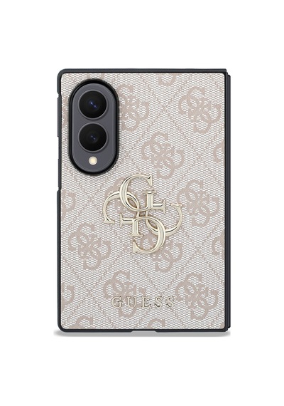 Samsung Uyumlu Galaxy Z Fold 8 Kılıf Guess  Lisanslı 4g Desenli Metal Büyük 4g Ve Yazı Logolu Kapak Pembe