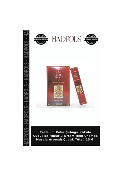 Premium Koku Çubuğu Kokulu Çubuklar Huzurlu Ortam Hem Champa Masala Aromalı Çubuk Tütsü 15 Gr