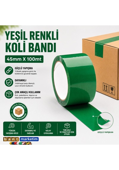 Yeşil Renkli Koli Bandı 45mm X 100mt 61914 1