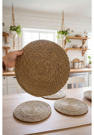 Atbyhome 6'li Doğal Hasır Amerikan Servis Masa Seti 30 Cm Diğer