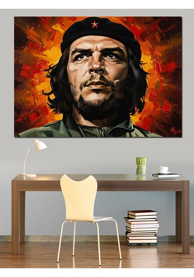 Portre Sanatı Che Guevara İllüstrasyonu Dekoratif Kanvas - Mdf Ahşap Tablo