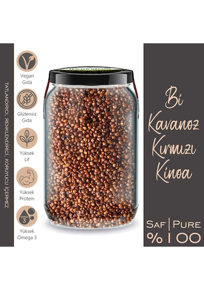 Beyaz Kinoa + Kırmızı Kinoa + Siyah Kinoa Bi Kavanoz 660 Cc. Cam Kavanozlarda 3 Çeşit Kinoa