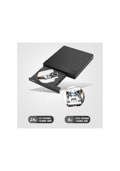 Lexroo Harici Dvd-rw Usb 3.0 Sürücü, Cd/dvd Yazıcı Okuyucu, Taşınabilir Optik Disk Drive