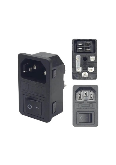 Koodmax 220v / 110v 10a Ac Power Güç Kaynağı Konnektörü - Erkek - Sigortalı - Anahtarlı