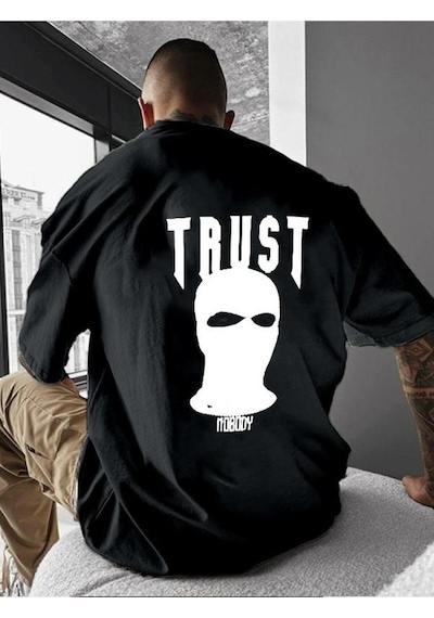 Trust Baskılı Oversize Tişört SIYAH