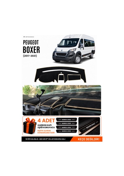 Peugeot Boxer 2017-2021 Uyumlu Torpido Koruma, Torpido Örtüsü, Torpido Kılıfı - Siyah Bej
