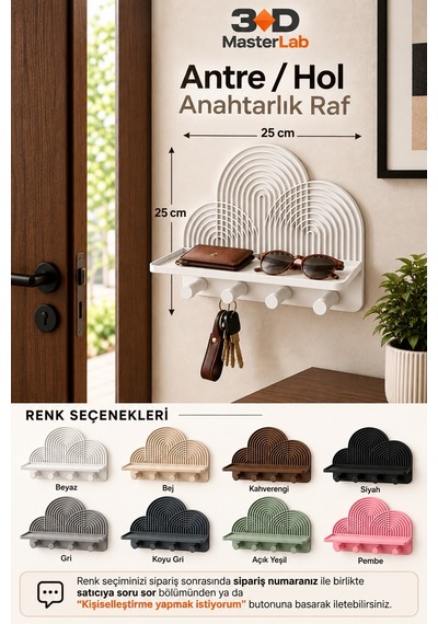 Dekoratif Duvar Organizer Raf Modern Antre Askılığı