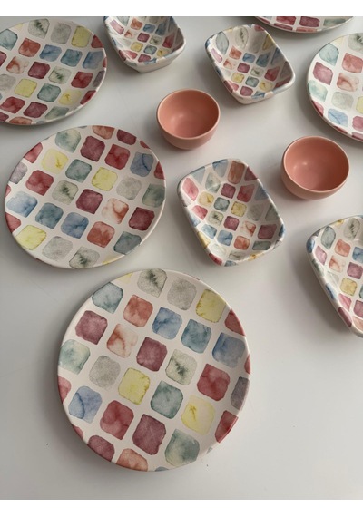 Takım Kahvaltı Colors 12 Parça 6 Kişilik Desenli