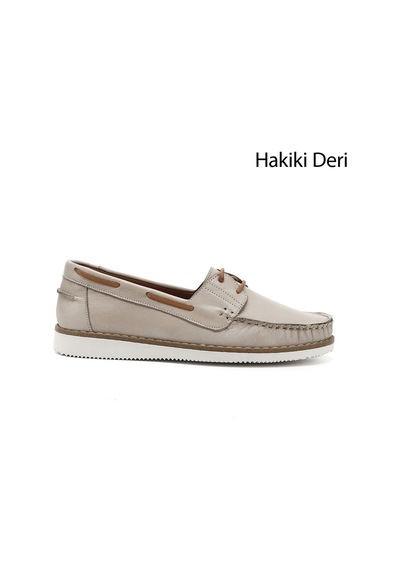 Gönderi(R) Gönderi R Bej Bağcıklı Hakiki Deri Comfort Ayakkabı Bej