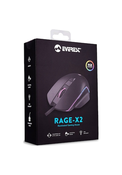 Everest Rampage RAGE-X2 6400 DPI RGB Gaming Oyuncu Mouse