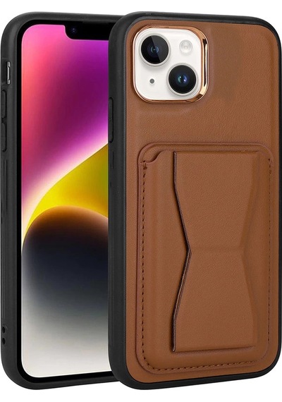 Apple Uyumlu iPhone 14 Kılıf Kartlıklı Standlı Pu Deri Zore Memo Kapak