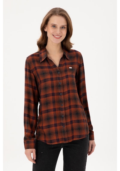U.s. Polo Assn. Kadın Kiremit Gömlek Desenli 50291117-vr031 Kiremit