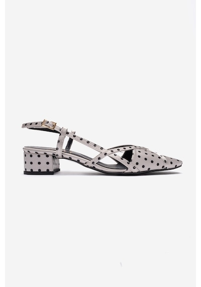 Luvishoes Olena Beyaz Siyah Puantiyeli Kadın Topuklu Sandalet