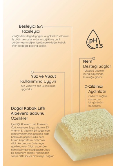 Doğal Peeling Kabak Lifli Aloevera Özlü El Yüz & Vücut Sabunu