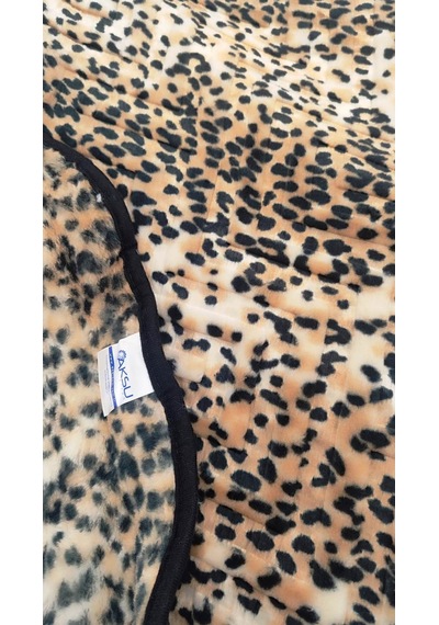 Aksu Safari Çift Kişilik Embos Vizon Battaniye 200x240 Leopar Bej Bej