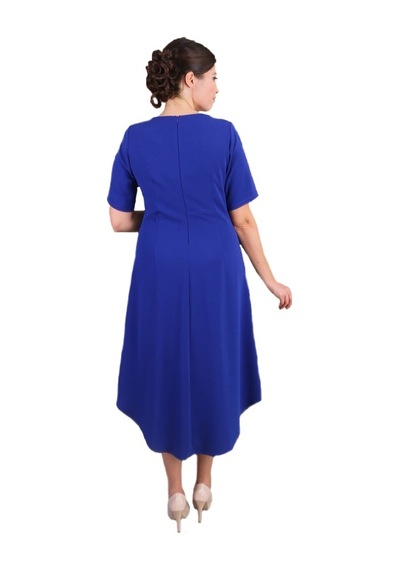 Nidya Moda Büyük Beden Kadın Saks Abiye Elbise-4151Sx Saks Mavi