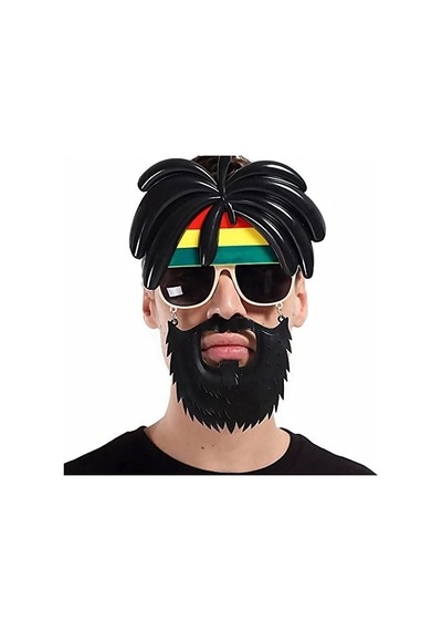 Rasta Peruklu Rasta Sakallı Bob Marley Bıyıklı Parti Gözlüğü 27x18 Cm